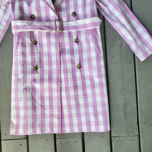 J.Crew 2011 Icon Trench Coat in Oversized Gingham Button Front Sash Tie Lilic 0 - Picture 9 of 12